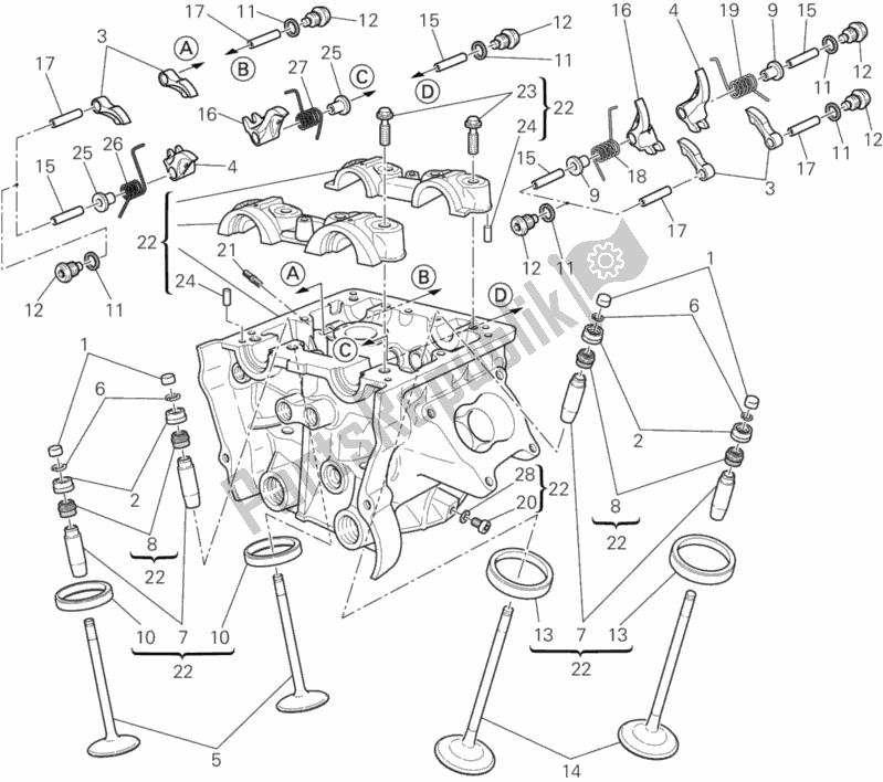 All parts for the Vertical Cylinder Head of the Ducati Diavel Carbon FL Thailand 1200 2019